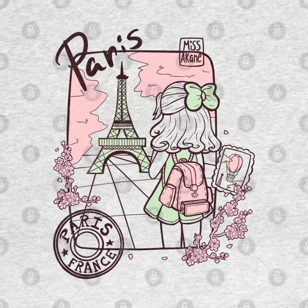 Paris France Travel - Green Pink by Miss_Akane